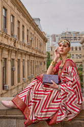 Red shaded leheriya silk saree with aqua finish weaving saree | Silk Saree | Shaded leheriya style Saree